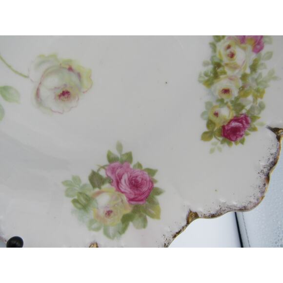RC Moliere Bavaria Rosenthal Reticulated Plate Hand-Painted Flowers Gold Trim - Picture 9 of 12